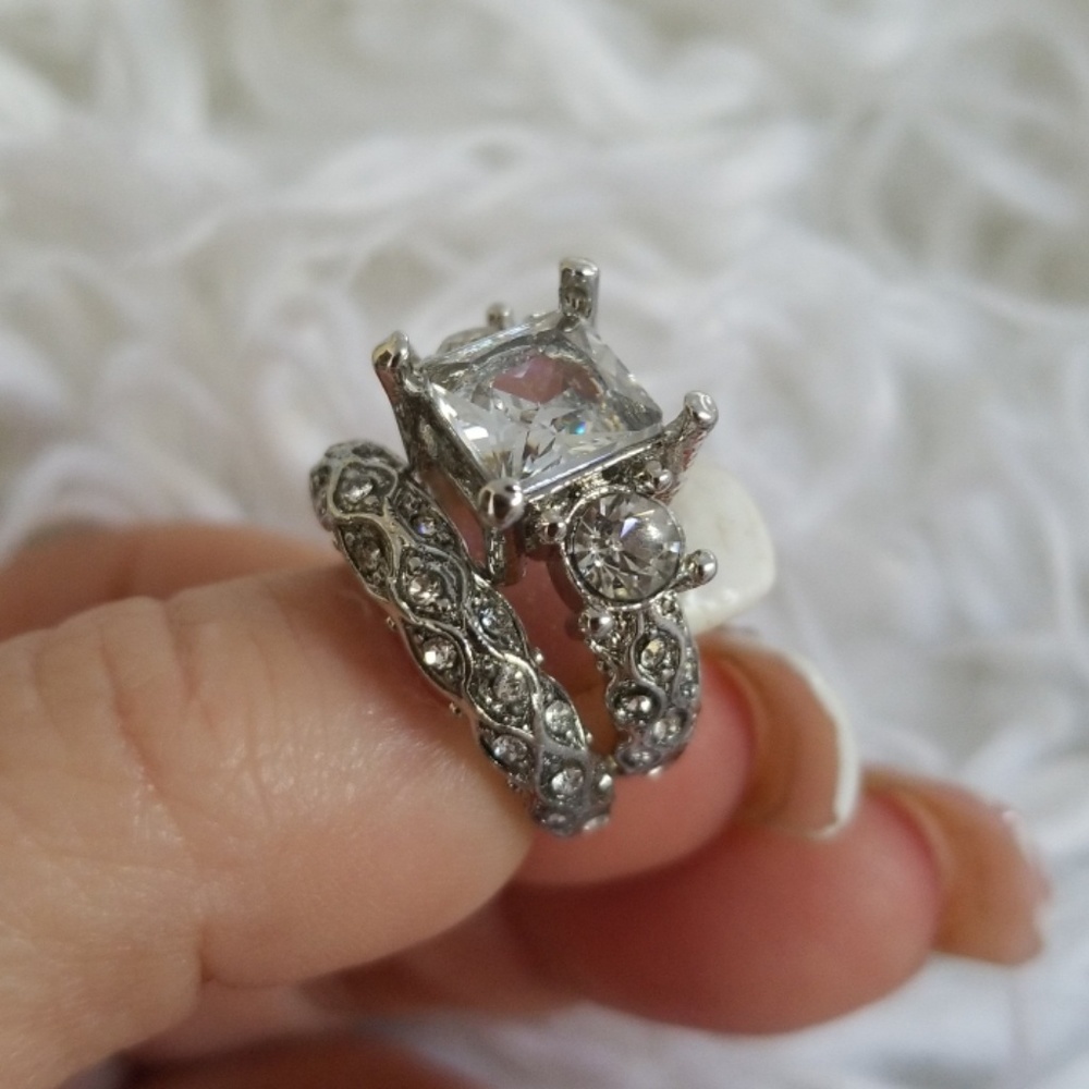 .925 Sterling Silver Wedding Ring Set 6 - Picture 3 of 7